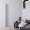 Radiateur Vertical Gris Argenté - Design Mural Étroit - Eau Chaude - Hudson Reed