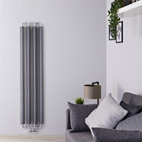 Radiateur Vertical Industriel - Tube Ailette Argenté - Eau Chaude - Hudson Reed