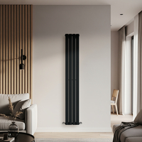 Radiateur vertical noir - 178 x 28 cm - Design extra plat & fin - Acier - Chauffage eau chaude - Hudson Reed Delta