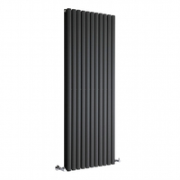 Radiateur vertical noir eau chaude - 175 x 65 cm - Acier anthracite - 2000W - Double coeur - Mural - Hudson Reed Quinn