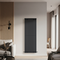 Radiateur vertical plat - 160 x 56 cm - Acier design gris foncé - Chauffage mural eau - Hudson Reed