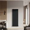 Radiateur vertical plat - 160 x 56 cm - Acier design noir - Chauffage mural eau - Hudson Reed