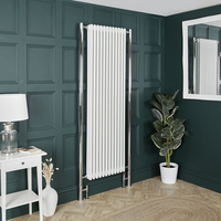 Radiateur vertical rétro - Triple rangs - Blanc - Rallonges chromées - 203 x 72, 5 cm - Design rétro - Windsor - Hudson Reed