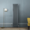 Radiateur vertical style fonte - 180 x 47 cm - Gris - 3 rangs - Chauffage central - Design rétro - Windsor - Hudson Reed