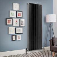Radiateur vertical style fonte - 3 rangs – 180 x 65 cm – Design rétro - Étain – Windsor - Hudson Reed