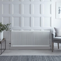 Radiateur vertical style fonte – 60 cm x 150, 5 cm – Blanc – Double rangs – Windsor