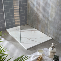 Receveur de douche - 90 x 80 cm - Effet marbre blanc - Extra Plat - Hudson Reed