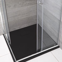 Receveur de douche à effet texturé - Anthracite - 80 x 80 cm - Avec kit de rehausse en niche - Rockwell