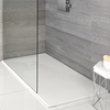 Receveur de douche texturé - 120 x 80 cm - Résine blanc - Kit rehausse niche - Hudson Reed