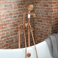 Robinet bain douche îlot – Design industriel (Steampunk) – Avec douchette – Cuivre satiné – Zandra - Hudson Reed