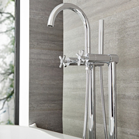 Robinet bain douche îlot moderne – avec douchette – Chromé - Tec