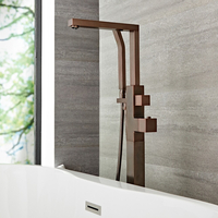 Robinet bain douche îlot moderne avec douchette – Bronze huilé - Kubix