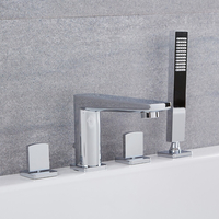 Robinet bain douche moderne – 4 trous de robinetterie – Chromé - Harting