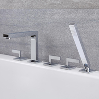 Robinet bain douche moderne – 5 trous de robinetterie – Chromé - Kubix