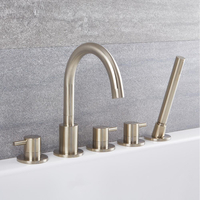Robinet bain douche moderne – 5 trous de robinetterie – Nickel brossé - Como