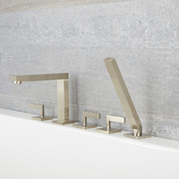 Robinet bain douche moderne – 5 trous de robinetterie – Nickel brossé - Kubix
