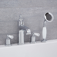Robinet bain douche rétro – 4 trous de robinetterie – Chromé - Colworth