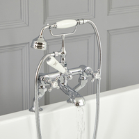 Robinet bain douche rétro – Commande croisillons – Chromé et blanc - Elizabeth
