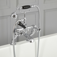 Robinet bain douche rétro – Commandes croisillons – Chromé et noir - Elizabeth