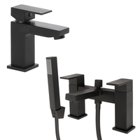 Robinet de lavabo carré et mitigeur de bain-douche - Design noir - Preto - Hudson Reed