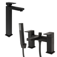 Robinet de lavabo haut carré et mitigeur bain-douche - Design noir - Preto - Hudson Reed