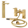 Robinet de lavabo haut carré et mitigeur bain-douche - Design or satiné - Lyra - Hudson Reed