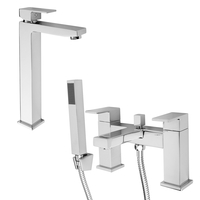 Robinet de lavabo haut carré et mitigeur de bain-douche - Design chrome - Arvo - Hudson Reed