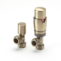 Robinet de radiateur coudé & tête thermostatique - Or doré moderne - Hudson Reed