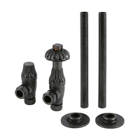 Robinet de Radiateur Coudé Thermostatique et Kit Tuyauterie – Design Etain Noir