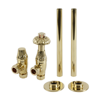 Robinet de Radiateur Coudé Thermostatique et Kit Tuyauterie – Design Laiton Poli