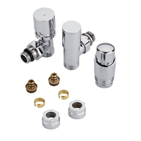 Robinet de radiateur d’angle thermostatique – Chromé – Adaptateurs cuivre 16mm