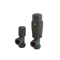 Robinet de Radiateur d’Angle Thermostatique et Tête de Réglage - Gris Foncé - Hudson Reed