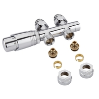 Robinet de radiateur droit thermostatique - Chromé – Raccordement central