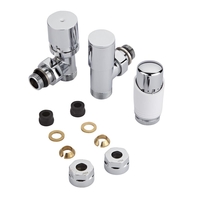 Robinet de radiateur thermostatique - Blanc & Chromé - Adaptateurs cuivre 12mm
