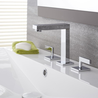 Robinet lavabo moderne – 3 trous de robinetterie – Chromé - Kubix