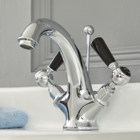Robinet Lavabo Monotrou Rétro - Poignées Levier - Chromé et Noir – Elizabeth