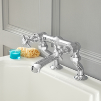 Robinet mélangeur baignoire rétro – Commandes croisillons – Chrome et blanc - Elizabeth