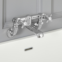 Robinet mural rétro pour baignoire – Commandes croisillons – Chromé et blanc – Elizabeth