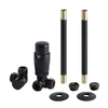 Robinet radiateur angle,  tête thermostatique & kit rallonge tuyauterie - Noir - Hudson Reed
