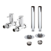 Robinets de radiateur droit et kit de tuyauterie - Chrome