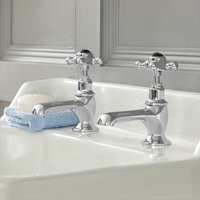 Robinets lavabo rétro en croisillons – Chromé et noir - Elizabeth
