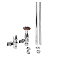 Robinetterie de radiateur thermostatique rétro d’angle et tuyauterie - Chromé - Windsor