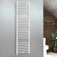 Sèche serviette électrique - 180 x 50 cm - Connecté Wifi - Salle de bains familiale - Acier mural blanc - Hudson Reed