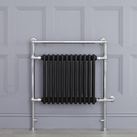 Sèche-serviettes électrique rétro - Noir & Chrome - 93 x 79 x 15.5cm - Elizabeth