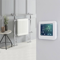 Sèche-serviettes mixte - Blanc – 93 x 62 cm – Avec thermostat Wi-Fi écran tactile - Cache-câble - Elizabeth - Hudson Reed