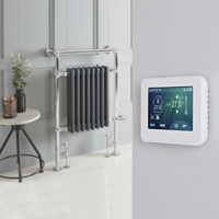 Sèche-serviettes mixte - Design rétro - Anthracite – 93 x 62 cm – Avec thermostat Wi-Fi écran tactile - Cache-câble - Elizabeth - Hudson Reed