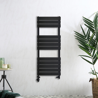 Sèche-serviettes mixte - Noir - 120 cm x 45 cm - Avec élément électrique de 600W,  robinets de radiateur et cache-câble - Lustro