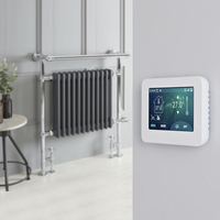 Sèche-serviettes mixte rétro - Anthracite – 93 x 79 cm - Barre déportée – Thermostat Wi-Fi écran tactile - Cache-câble - Elizabeth - Hudson Reed