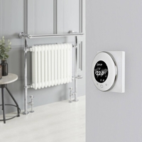 Sèche-serviettes mixte rétro - Blanc – 93 x 79 cm – Avec thermostat Wi-Fi - Cache-câble - Elizabeth - Hudson Reed