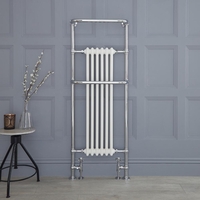 Sèche-serviettes rétro - Chromé et Blanc - 150cm x 57, 5cm x 23, 5cm - Elizabeth